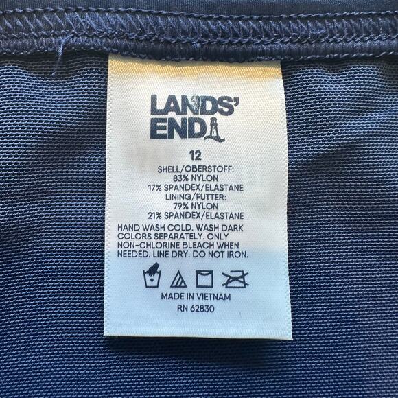 Lands' End Smoothing High Waisted Bikini Bottoms Navy Blue 12 - Picture 3 of 5